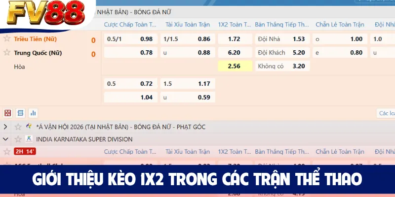 Giới thiệu kèo 1X2 trong các trận thể thao